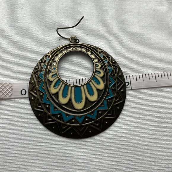 Boho Chic Bronze Circular Ethnic Earrings - Picture 5 of 6